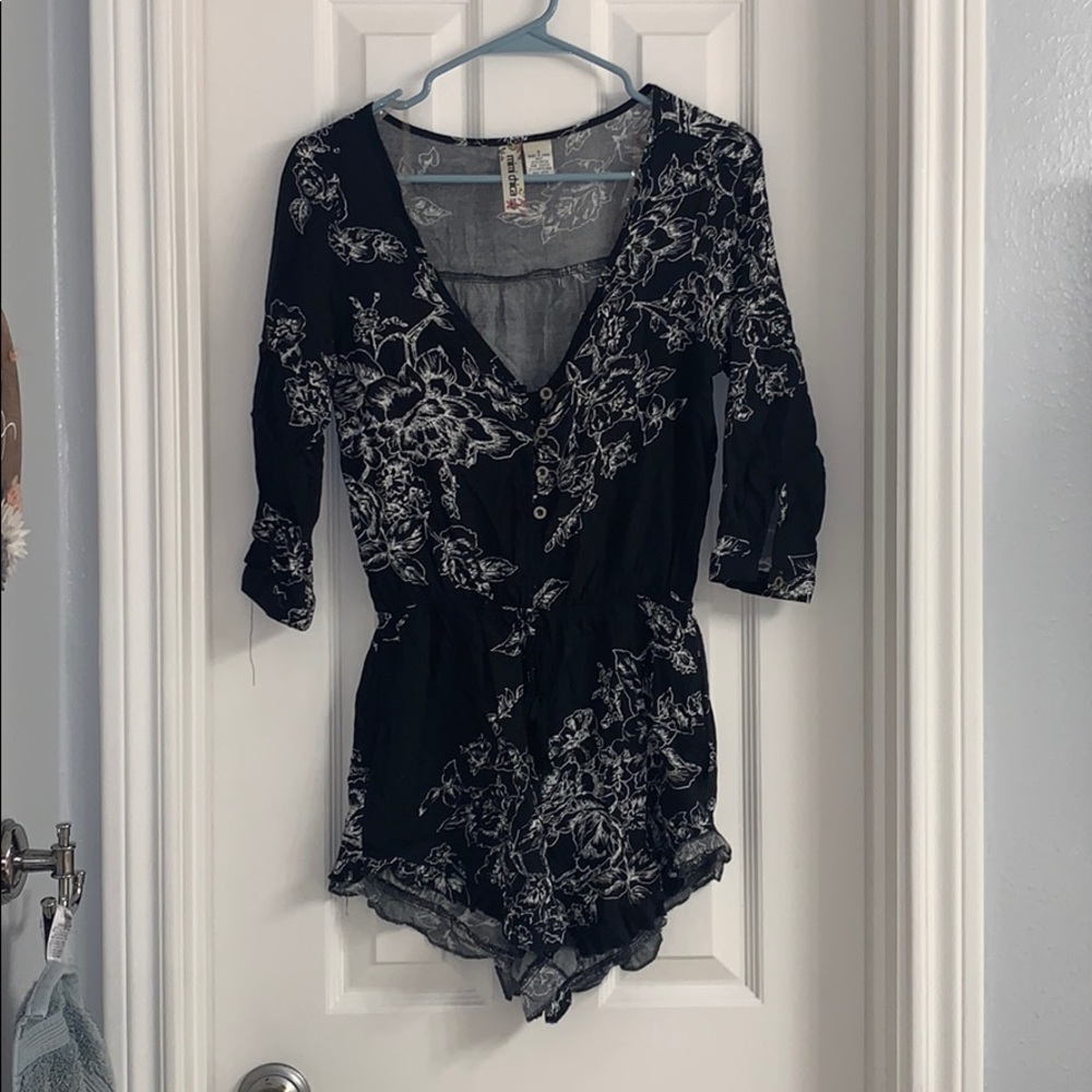 Black floral romper